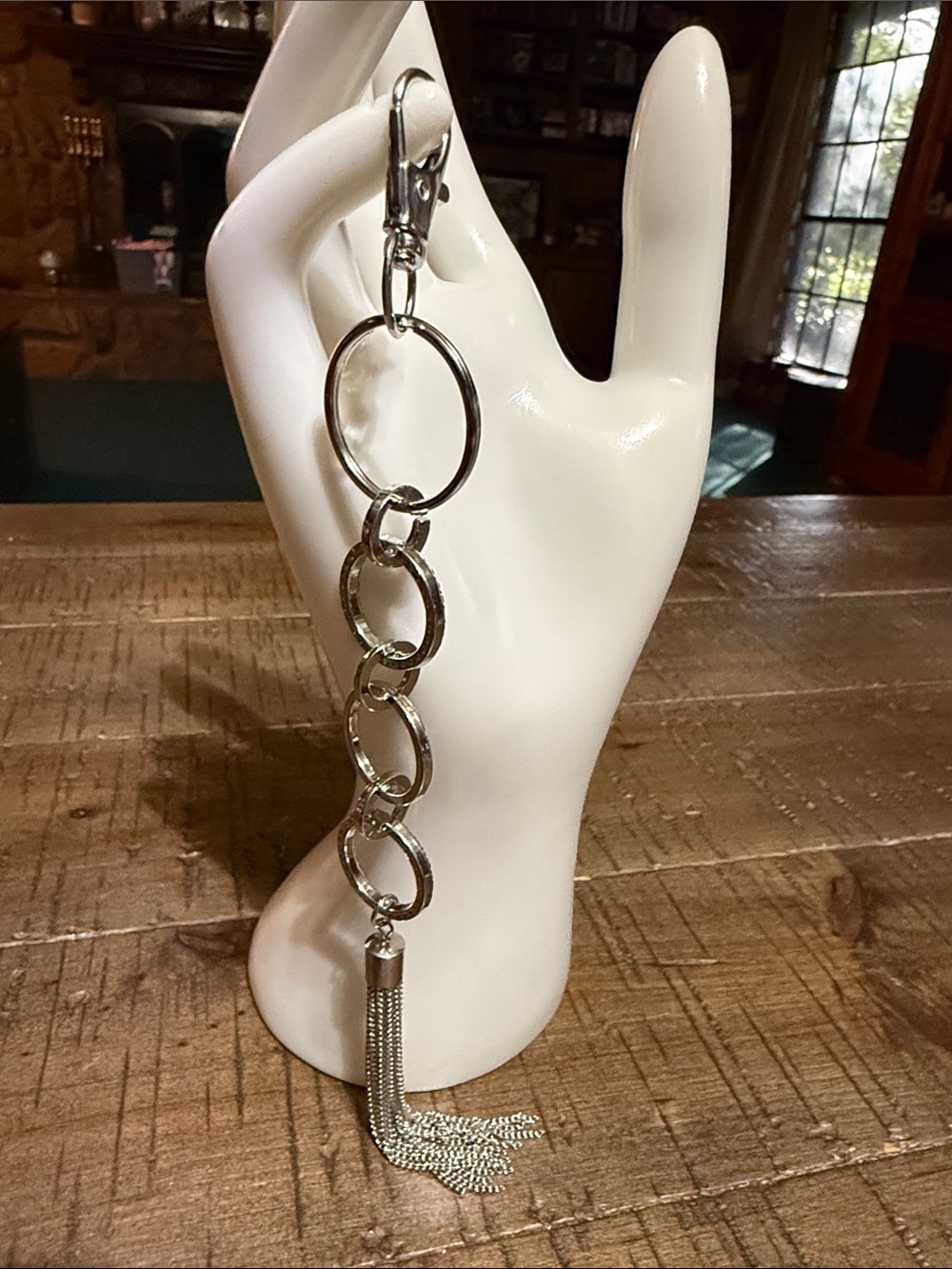 Silver Chain Link Tassel Keychain